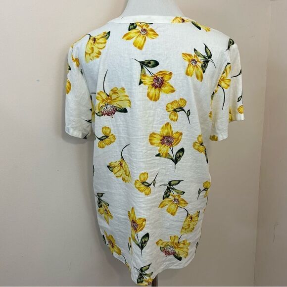 Van Heusen Floral Linen Popover Shirt M - Picture 2 of 7